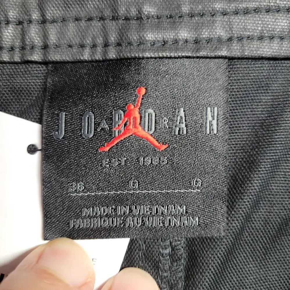 NWT Jordan Nike x Cactus Jack Shorts Men Size 36 Black Coated Waxed Travis Scott